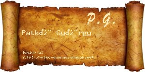Patkó György névjegykártya