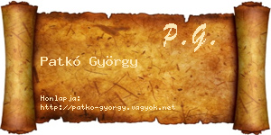 Patkó György névjegykártya