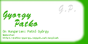 gyorgy patko business card